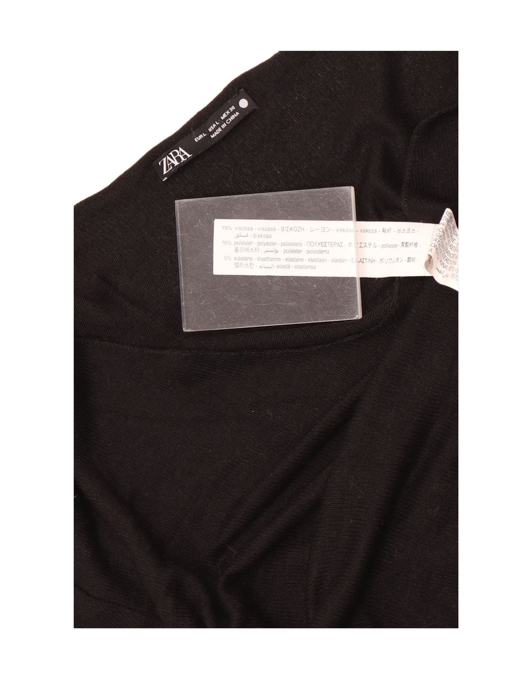 Zara Damen Top Langarm UK 14 Große schwarze Viskose