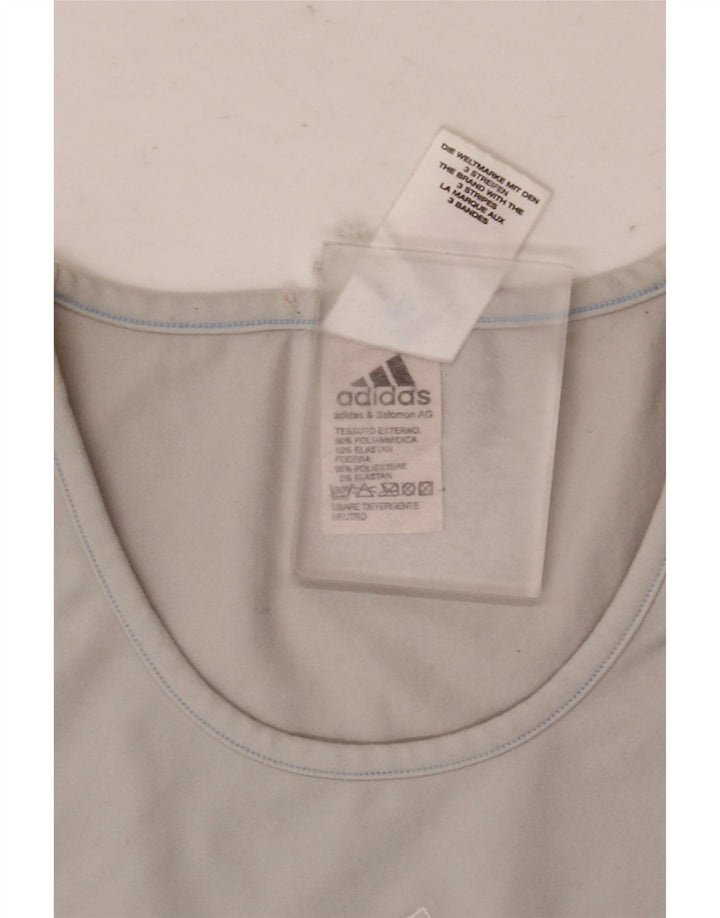 Adidas Damen T-Shirt Top UK 12 Mittelgraues Polyamid