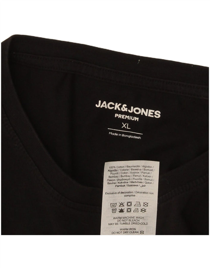 Jack & Jones Herren T-Shirt Top XL Schwarz Baumwolle