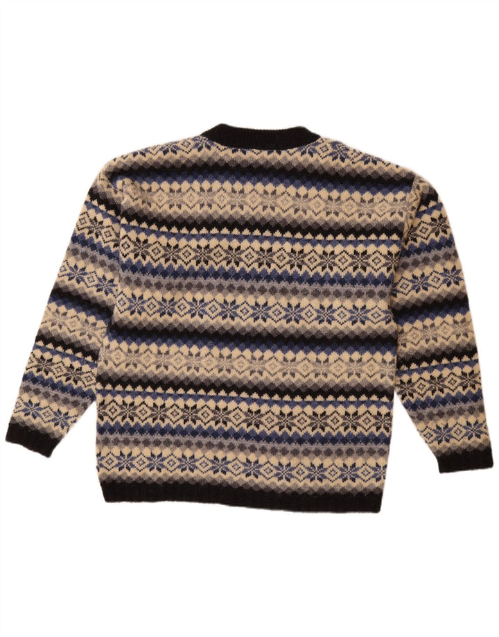 CONTE OF FLORENCE Herren-Pullover mit Rundhalsausschnitt, Mittelbeige, Fair Isle