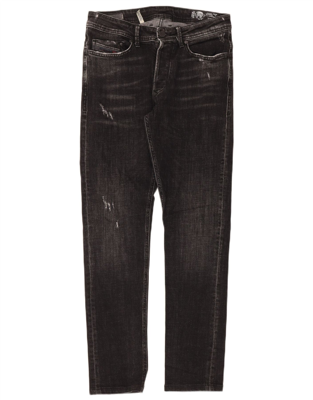 Diesel Herren Distressed Slim Jeans W33 L30 Schwarze Baumwolle