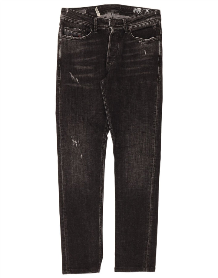 Diesel Herren Distressed Slim Jeans W33 L30 Schwarze Baumwolle