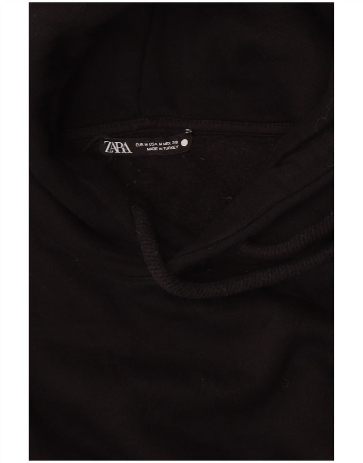 Zara Damen Übergroßer Kapuzenpullover UK 14 Medium Schwarz
