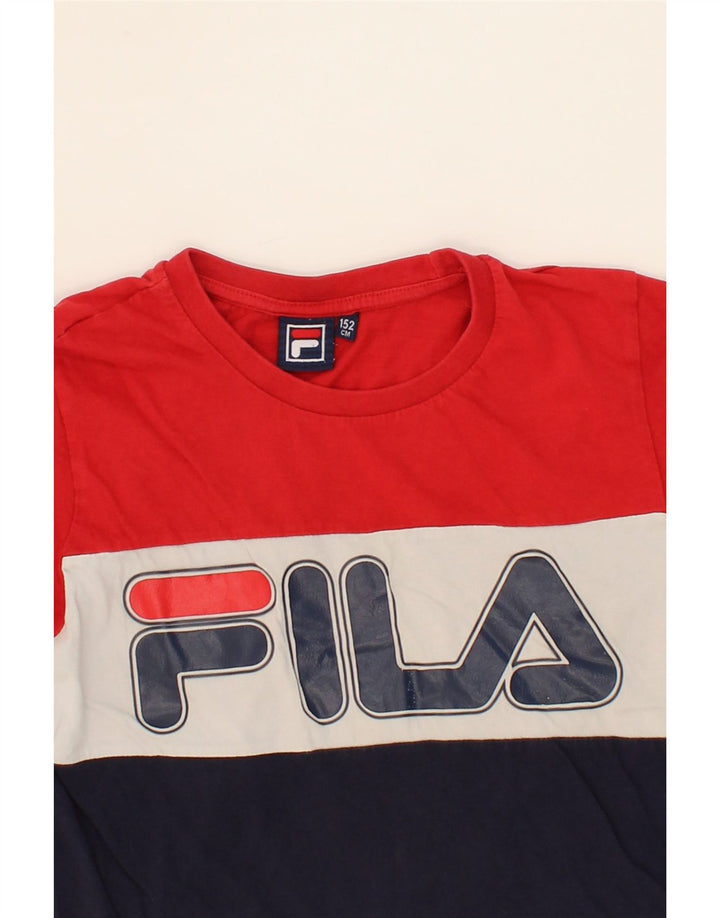 FILA Boys Graphic T-Shirt Top 11-12 Years Red Colourblock Vintage Fila and Second-Hand Fila from Messina Hembry 