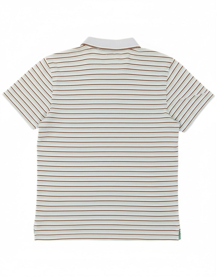 MARLBORO CLASSICS Mens Polo Shirt Medium Blue Striped Cotton Vintage Marlboro Classics and Second-Hand Marlboro Classics from Messina Hembry 