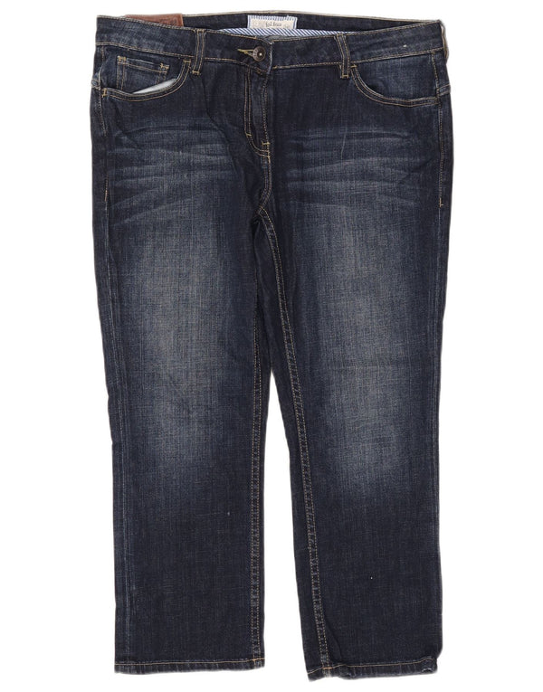 FAT FACE Damen-Cropped-Jeans, UK 14, Größe L, W34, L24, Marineblau, Baumwolle