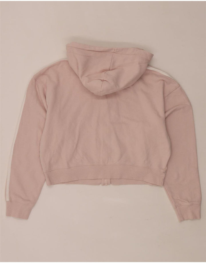 ADIDAS Damen Crop Oversized Zip Hoodie Pullover UK 8/10 Small Rosa Baumwolle