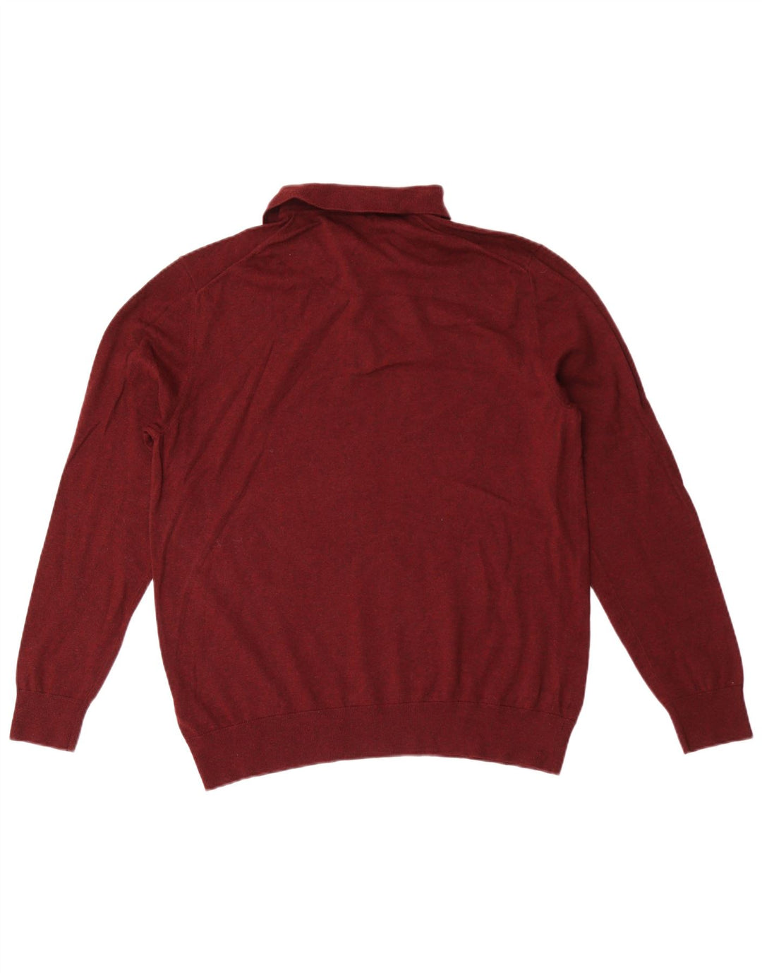 Marks & Spencer Herren-Pullover mit Polo-Ausschnitt, mittlere kastanienbraune Baumwolle