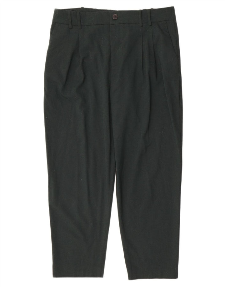 Zara Damen-PEGged-Cropped-Hose XL W36 L26 Grünes Polyester