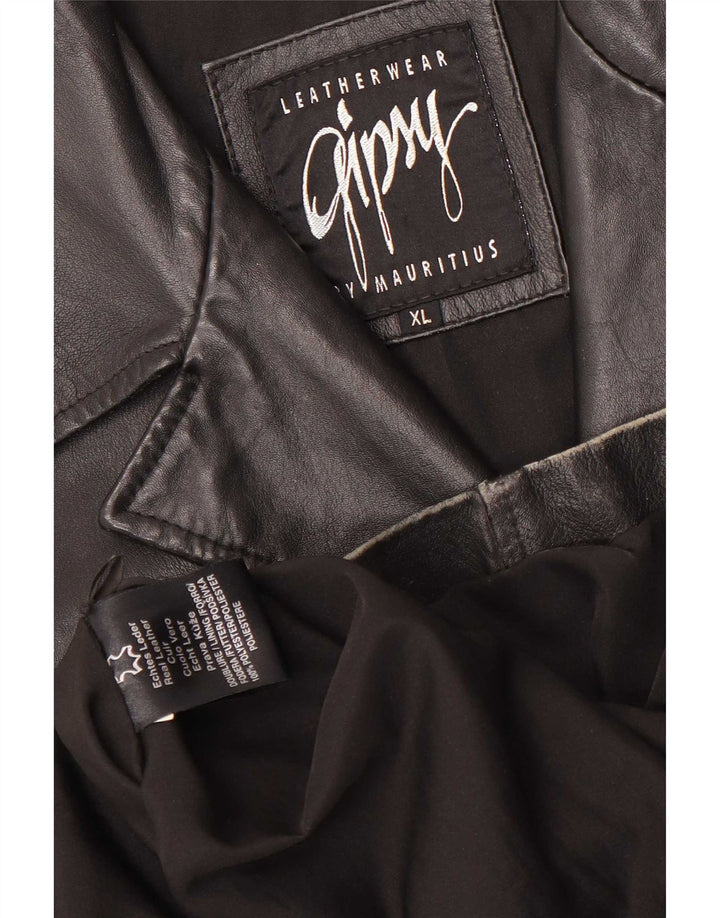 Gipsy Damen Trenchcoat UK 18 XL Schwarzes Leder