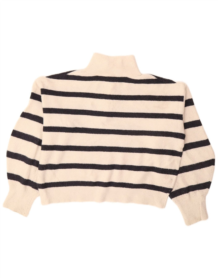 FRENCH CONNECTION Damen Crop Zip Neck Pullover Pullover UK 10 Small Weiß