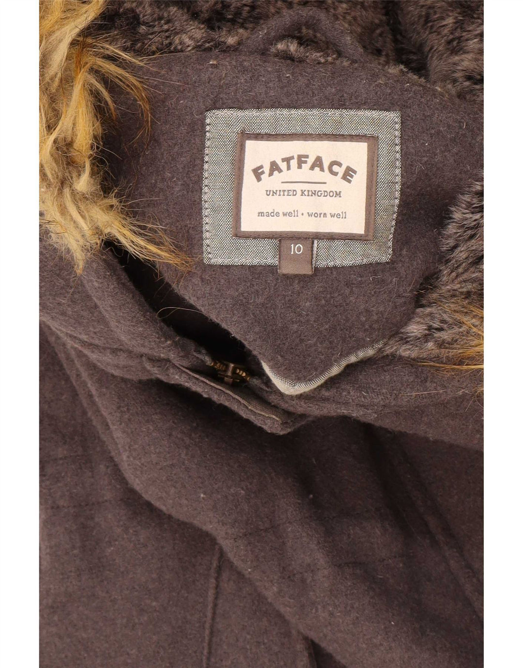 Fat Face Damen-Parka mit Kapuze, übergroß, Gr. 10, Größe S, graue Wolle