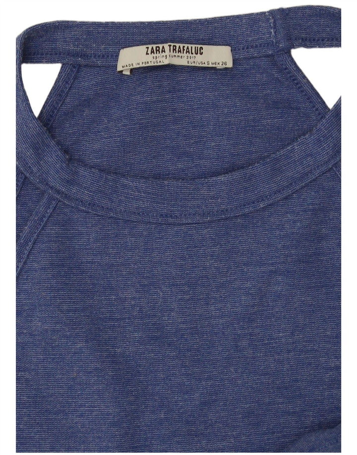 Zara Damen Crop Neckholder Top UK 10 Small Blau