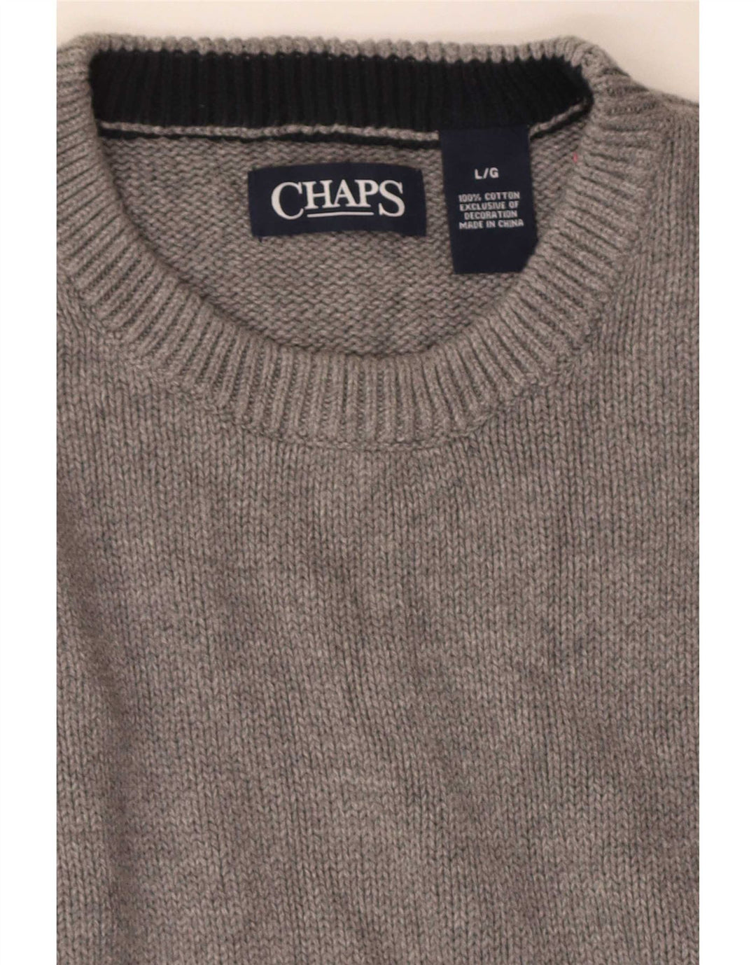 Chaps Herren-Pullover, reguläre Passform, Rundhalsausschnitt, Größe L, Grau, Baumwolle
