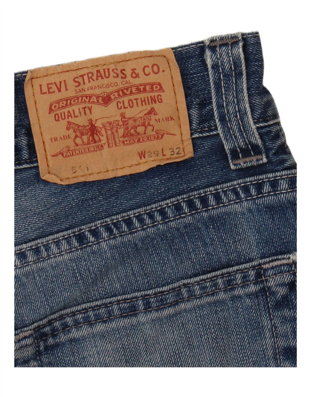 LEVI'S Womens 511 Slim Denim Shorts W29 Medium Blue Cotton