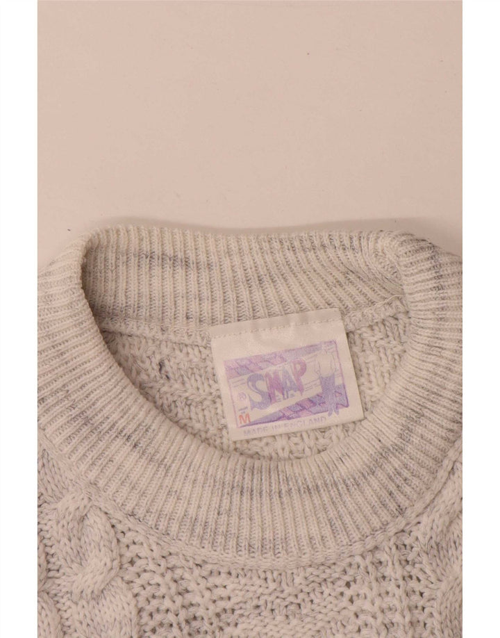 Vintage Herren-Pullover mit Rundhalsausschnitt, mittelgrau, Acryl, meliert