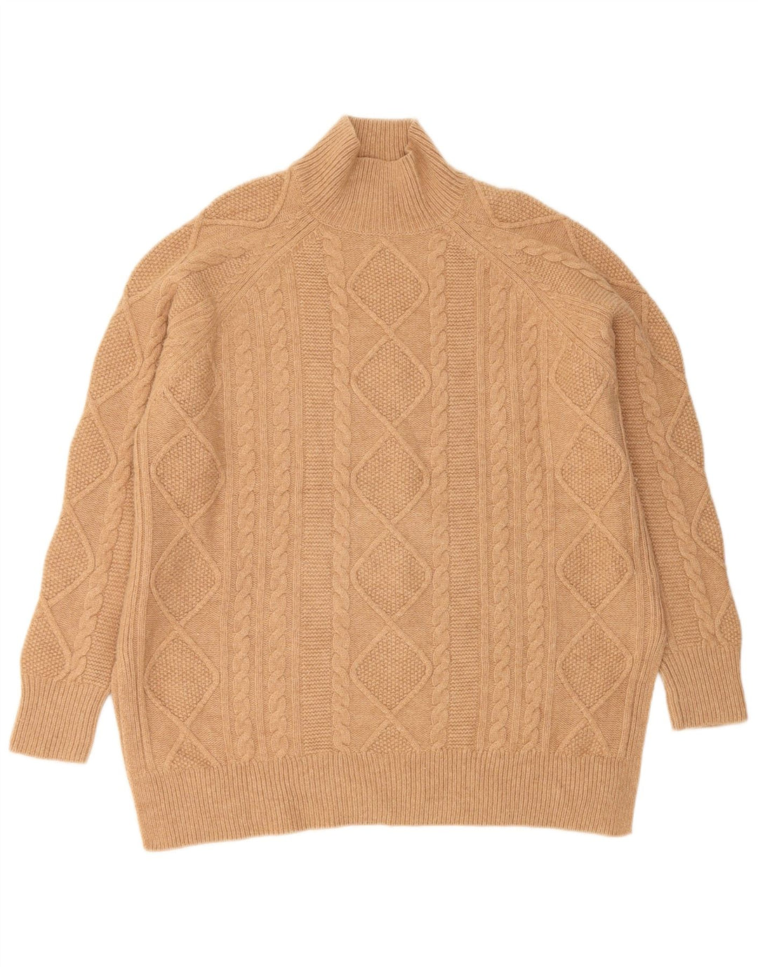 Reiss Damen-Pullover mit Rollkragen, übergroß, UK 14, mittelbraune Wolle
