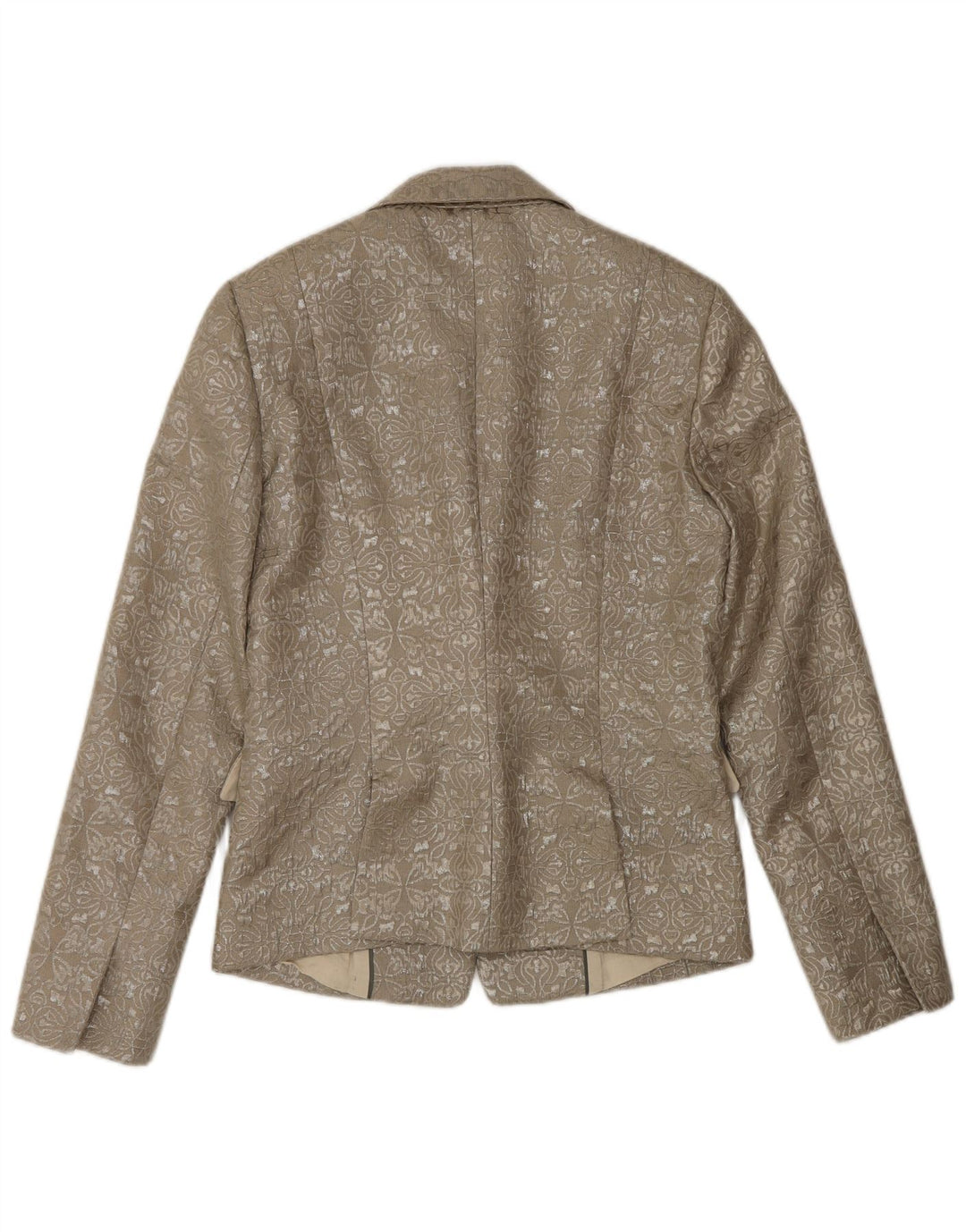 Stefanel Damen-Blazer mit 1 Knopf, EU 38, Mittelbeige, Paisley-Polyester