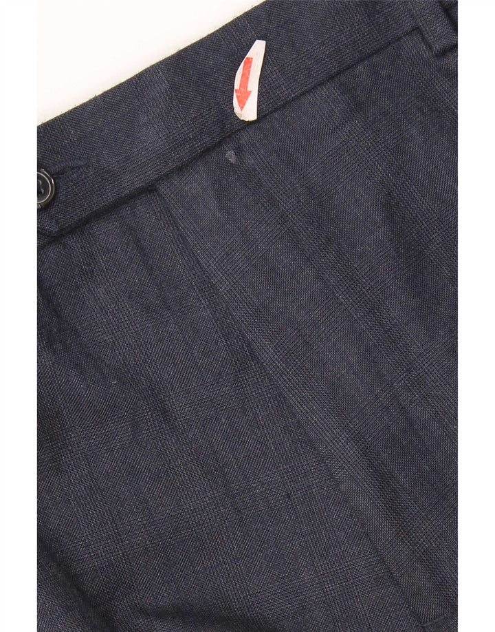 Marks & Spencer Herren-Anzughose mit maßgeschneiderter Passform, W42 L31, Marineblau kariert