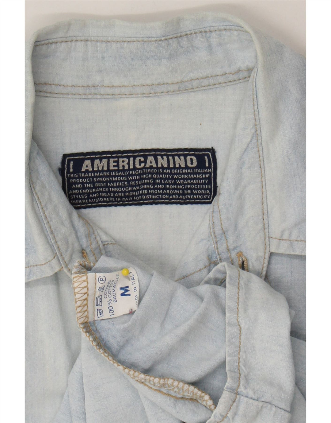 AMERICANINO Mens Shirt Medium Blue Cotton Vintage Americanino and Second-Hand Americanino from Messina Hembry 