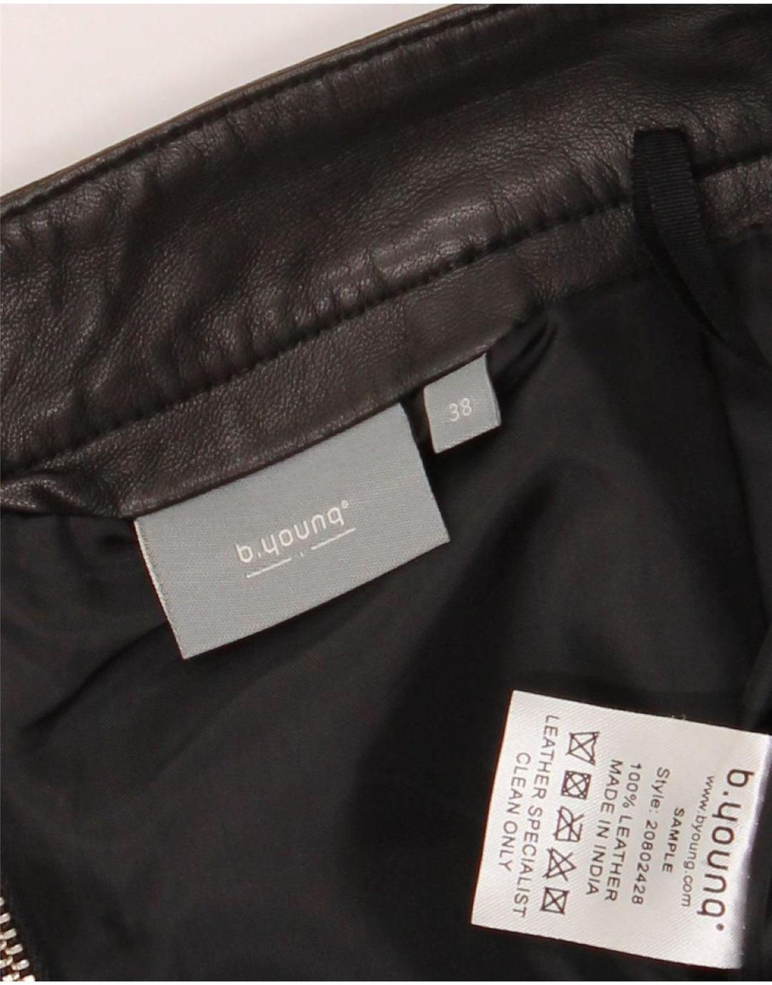 B.Young Damen Mini-Lederrock EU 38 Medium W30 Schwarzes Leder