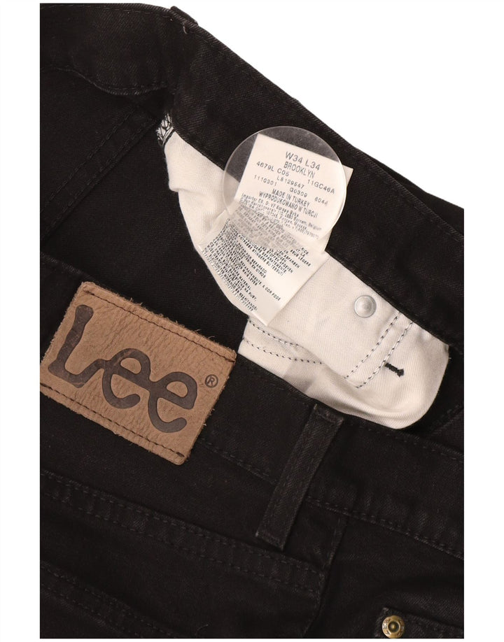 Lee Herren Brooklyn Straight Jeans W34 L30 Schwarze Baumwolle