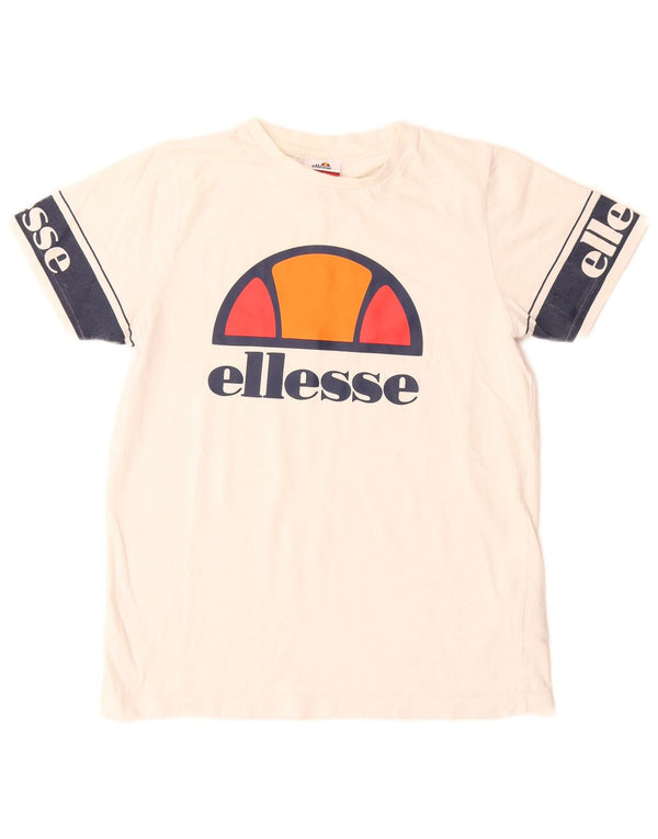 Ellesse Jungen-T-Shirt mit Grafik, 12–13 Jahre, weiße Farbblock-Baumwolle