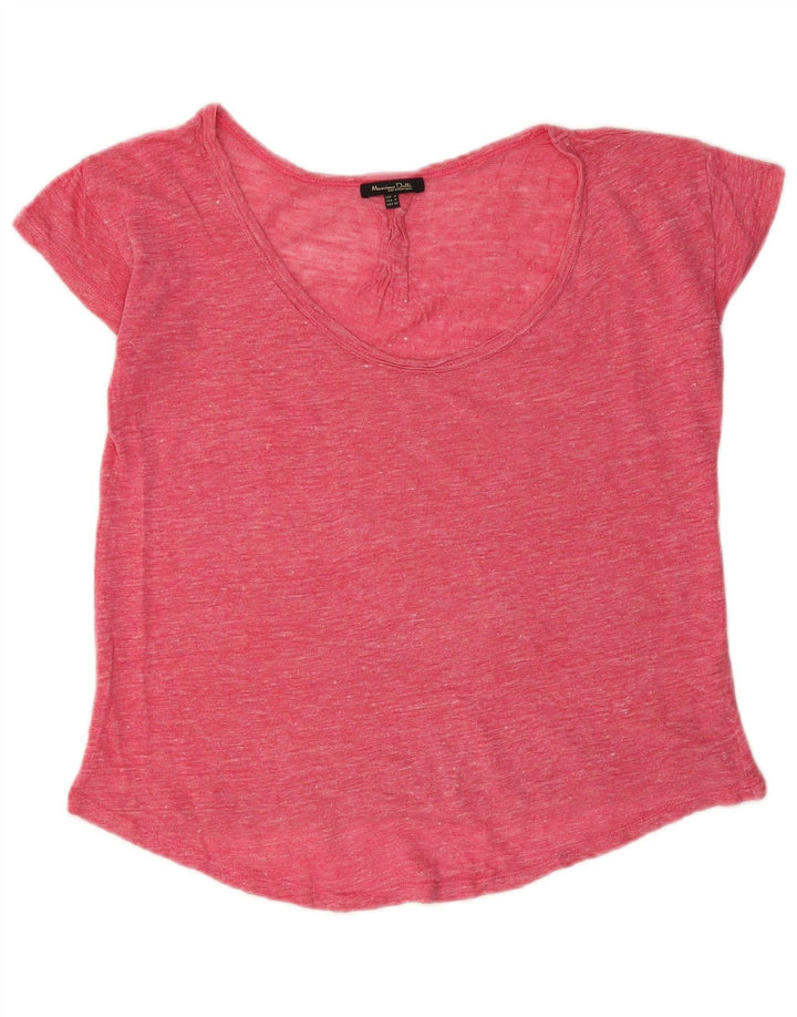 Massimo Dutti Damen T-Shirt Top UK 14 Mittelrosa meliert