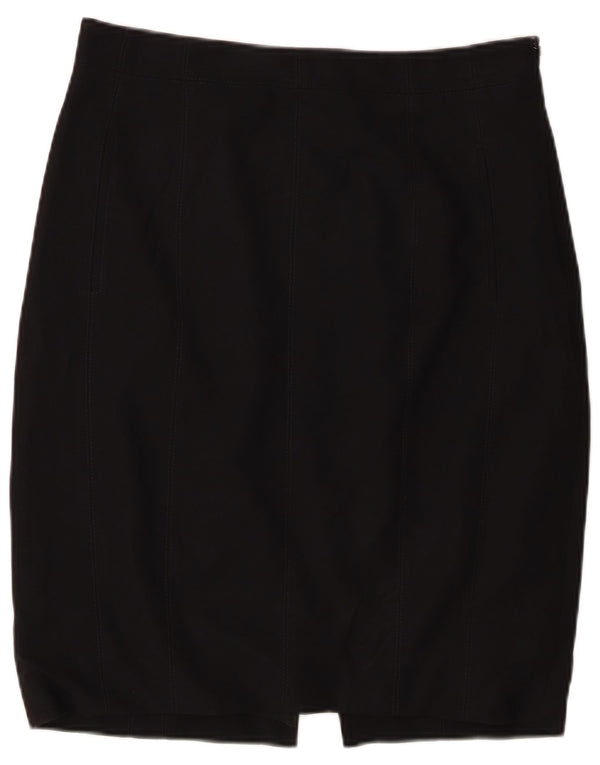 Karen Millen Damen Bleistiftrock UK 14 Large W30 Schwarze Wolle