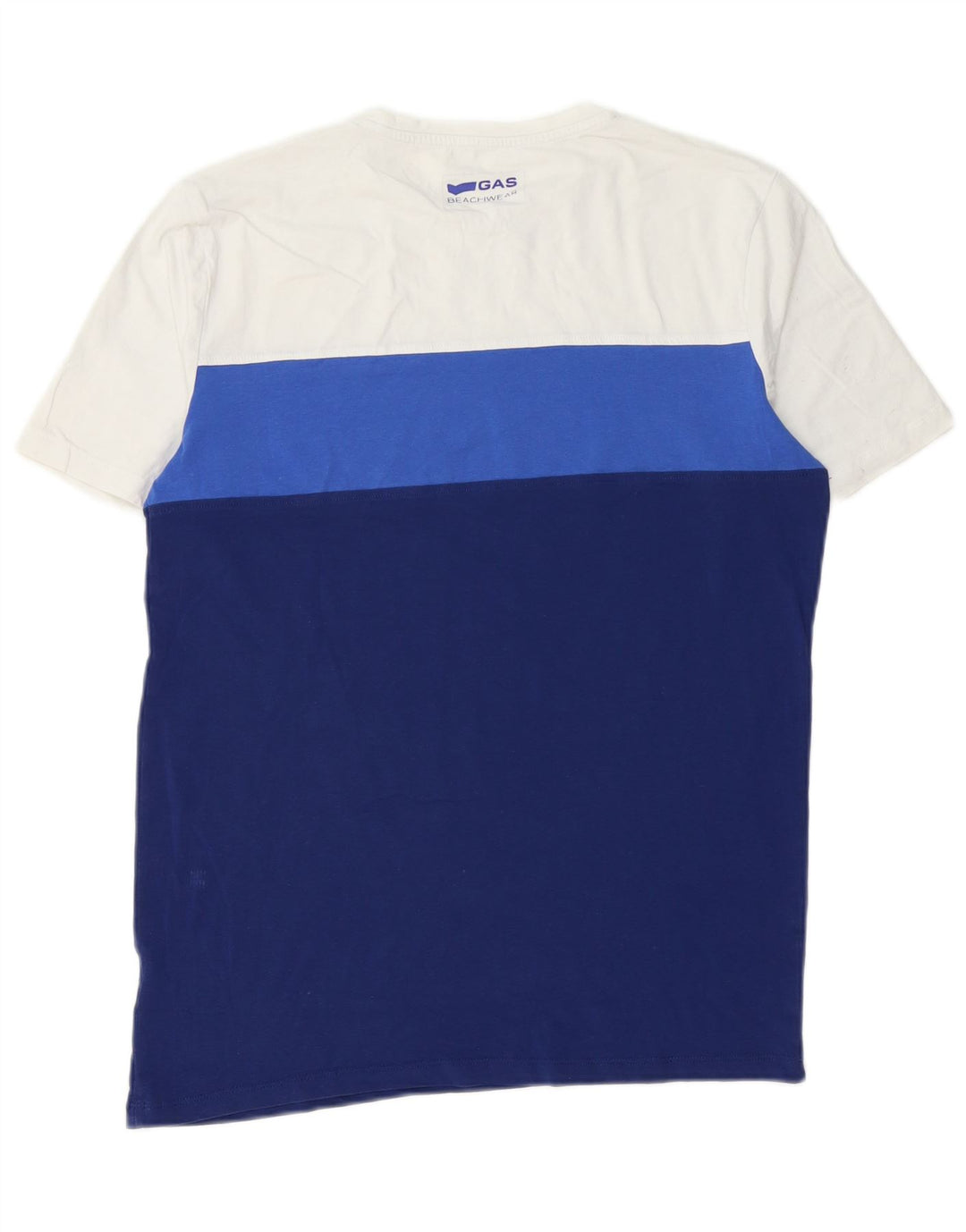 Gas Herren T-Shirt Top Large Blau Colourblock Baumwolle
