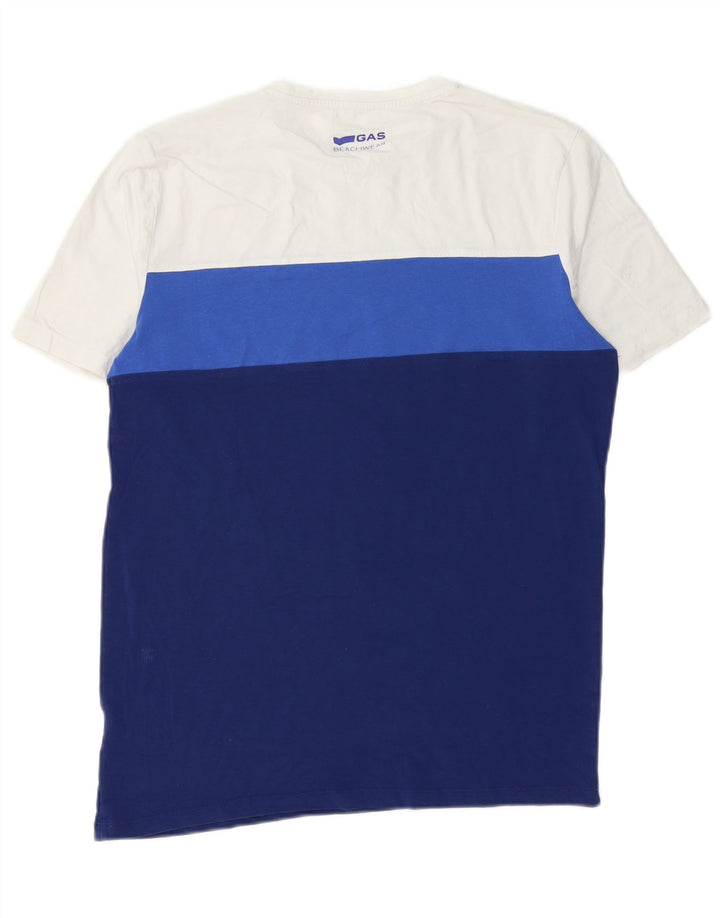 Gas Herren T-Shirt Top Large Blau Colourblock Baumwolle