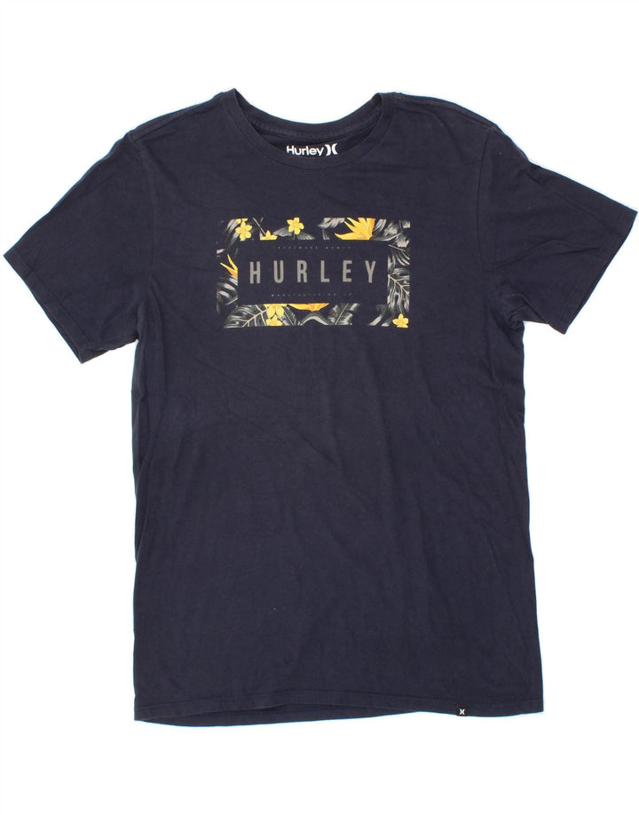 HURLEY Mens Graphic T-Shirt Top Small Navy Blue Cotton Vintage Hurley and Second-Hand Hurley from Messina Hembry 
