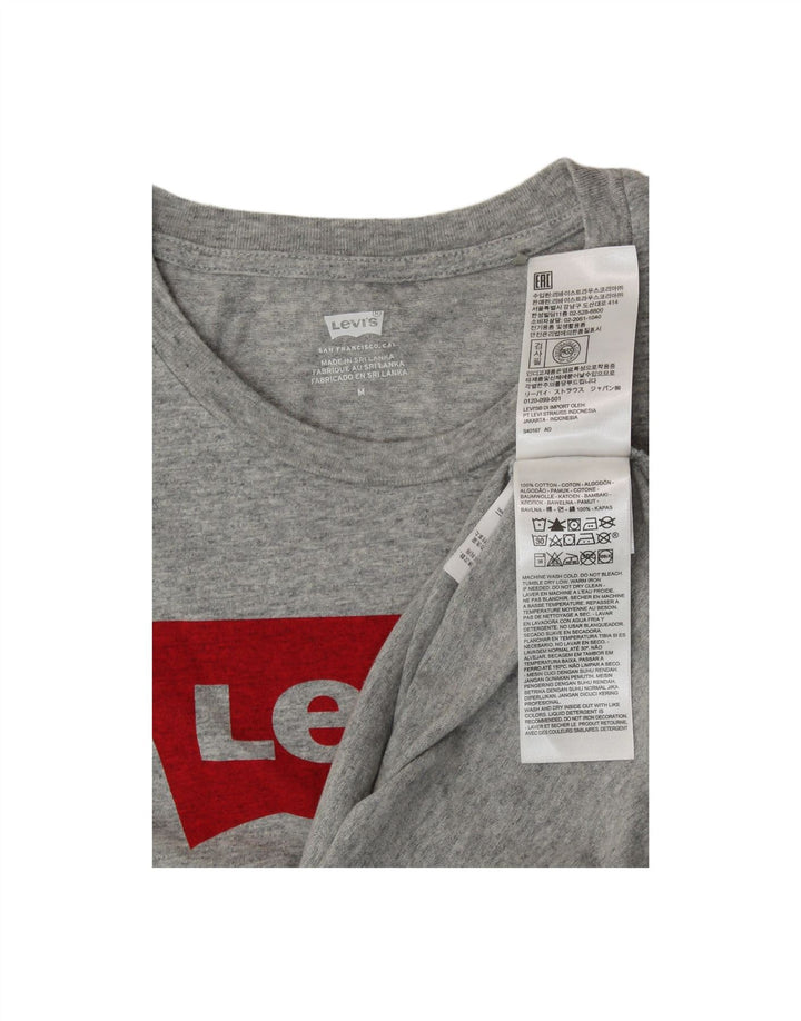 LEVI'S Womens Graphic T-Shirt Top UK 14 Medium Grey Cotton