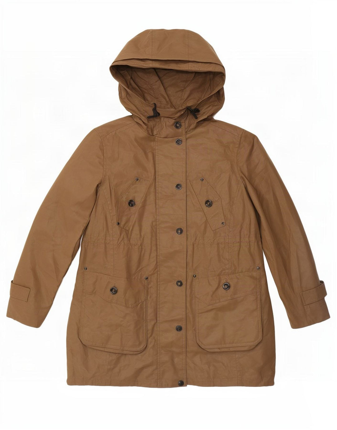 Massimo Dutti Damen-Parka mit Kapuze, UK 12, mittelbeige Baumwolle