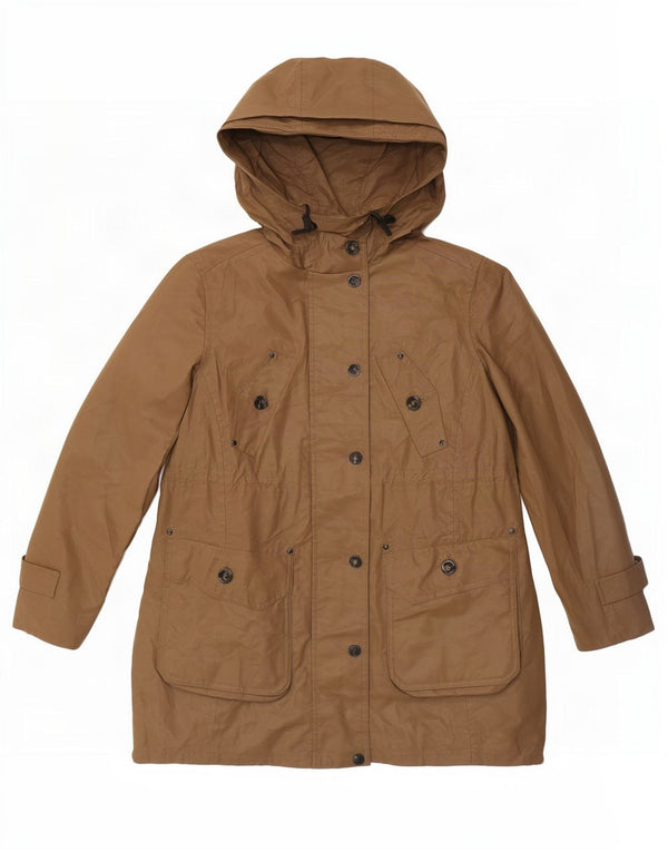 Massimo Dutti Damen-Parka mit Kapuze, UK 12, mittelbeige Baumwolle