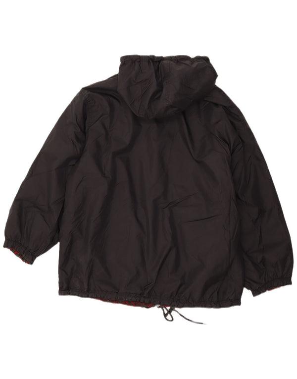 Vintage Womens Hooded Oversized Reversible Jacket UK 18 XL Black Nylon