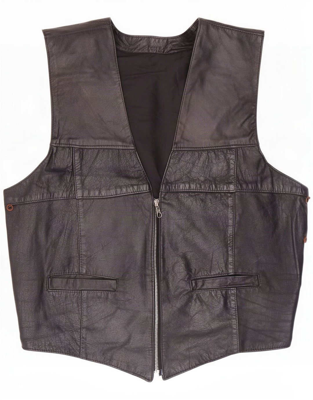 Vintage Herren Lederweste Small Black Biker