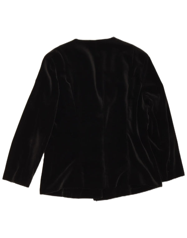 Vintage Damen 3/4 Ärmel 5 Knopf Blazer Jacke UK 14 Medium Schwarz