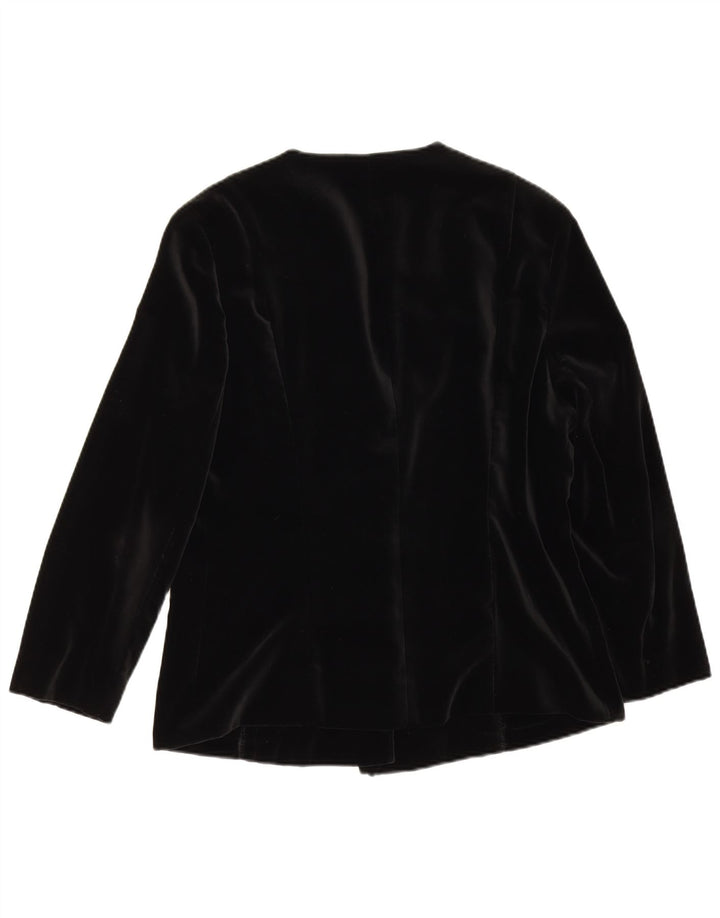 Vintage Damen 3/4 Ärmel 5 Knopf Blazer Jacke UK 14 Medium Schwarz