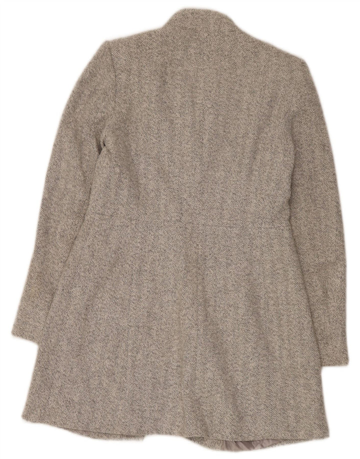 Zara Damen Mantel UK 12 Mittelbeige Herringbone Polyester