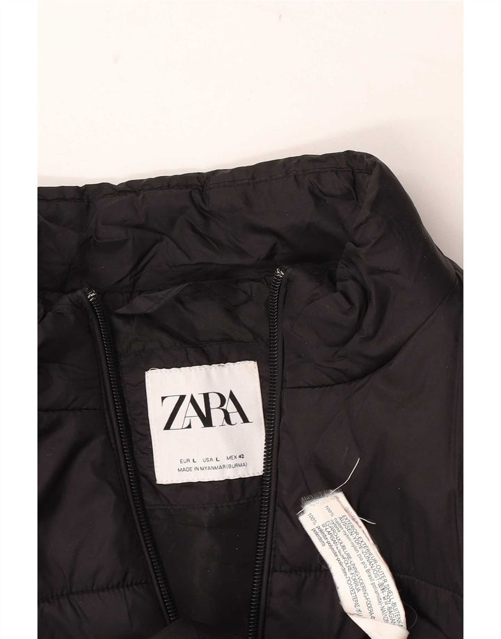 Zara Herren Wattierte Jacke UK 40 Large Schwarz Nylon