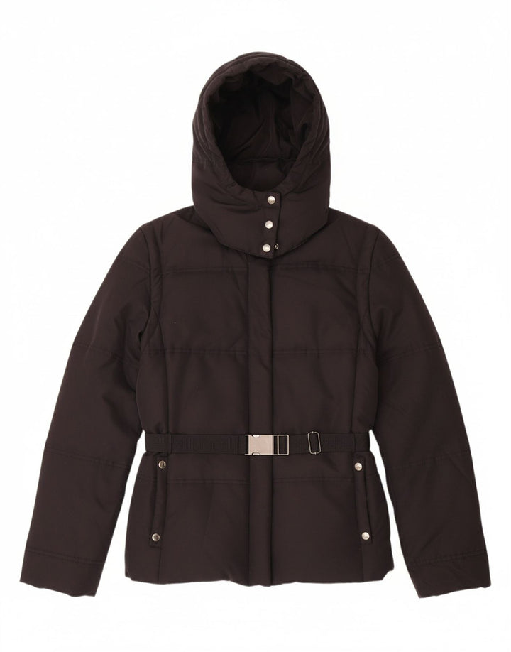 MASSIMO DUTTI Womens Hooded Padded Jacket UK 10 Small Black Polyester