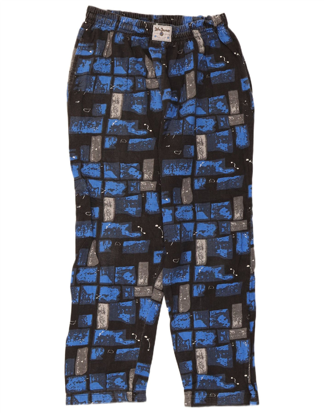 John Baner Herren-Trainingshose, UK 44/46 XL, blaue Patchwork-Baumwolle