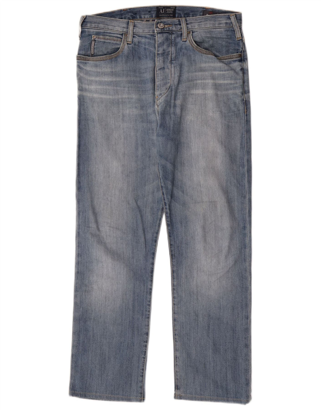 Armani Herren Straight Jeans W32 L28 Blaue Baumwolle
