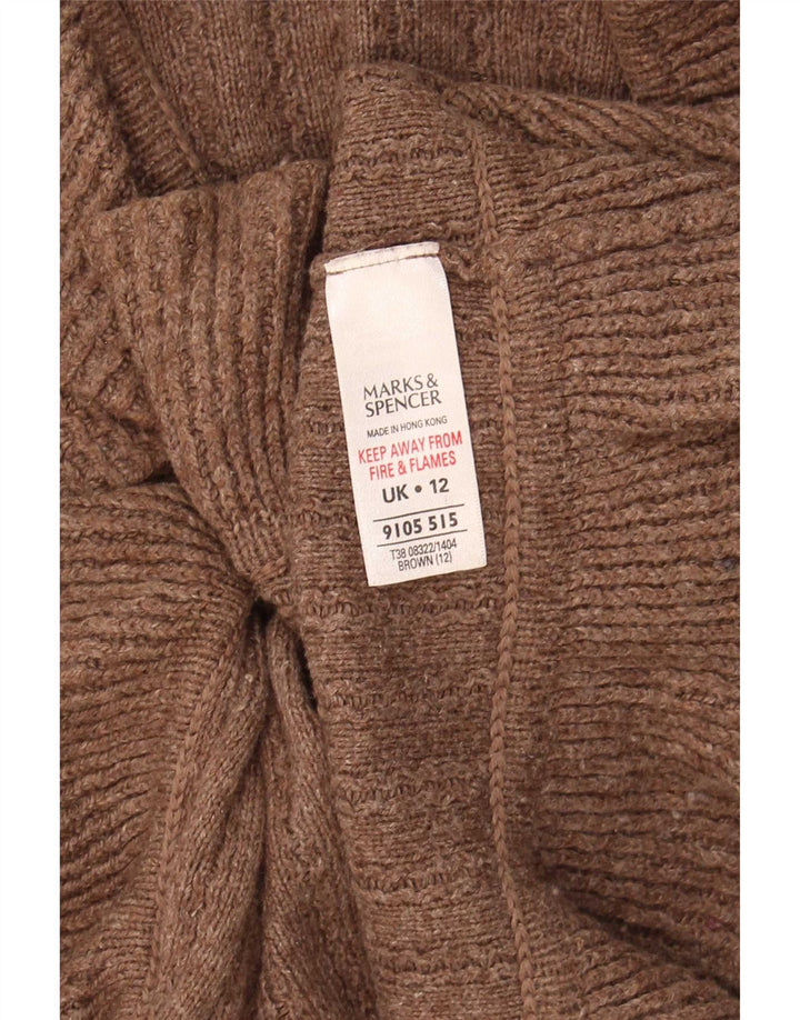 Marks & Spencer Damen-Cardigan-Pullover UK 12 Mittelbraune Baumwolle