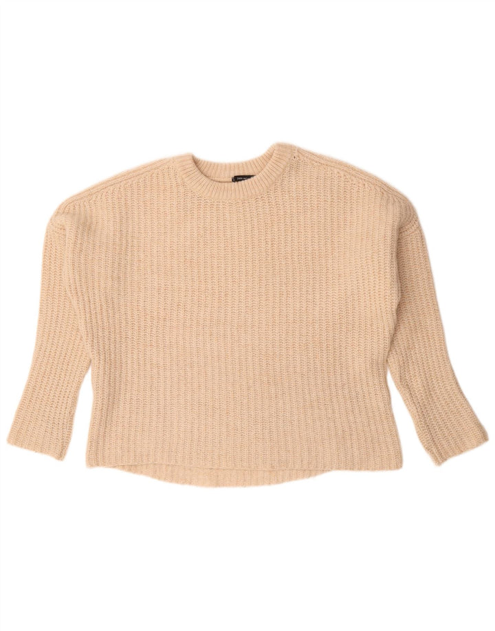Zara Damen-Pullover, übergroß, Rundhalsausschnitt, Gr. 14, Mittelbeige