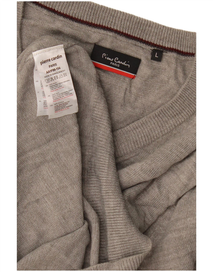 Pierre Cardin Herren-Pullover mit V-Ausschnitt, großes graues Acryl