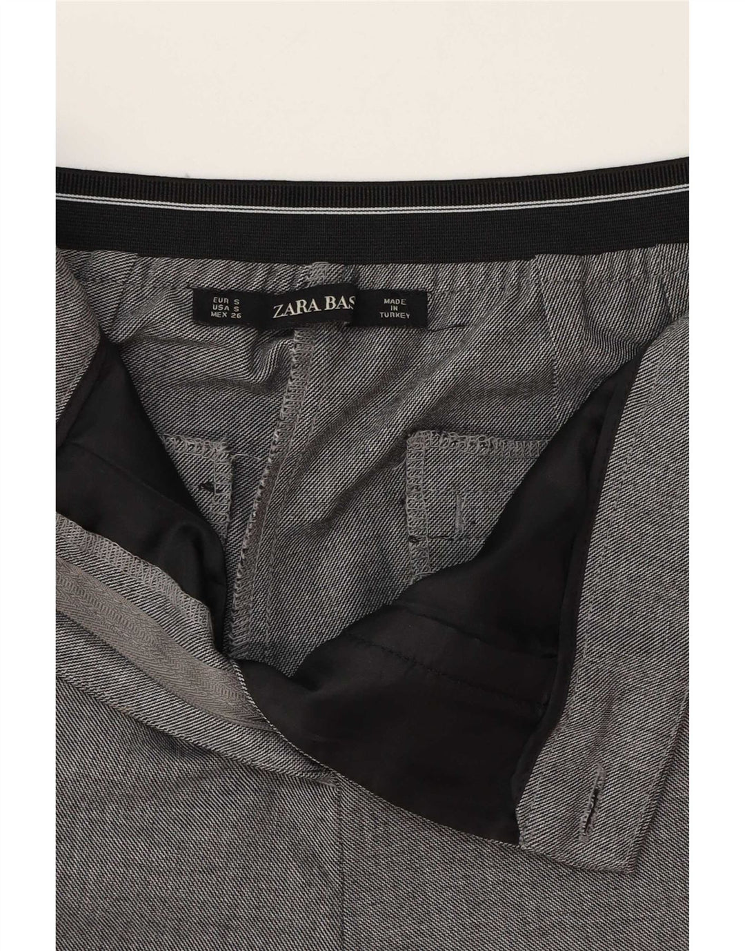 Zara Slim Chino-Hose für Damen, Größe S, W26, L27, grau gestreift, Polyester