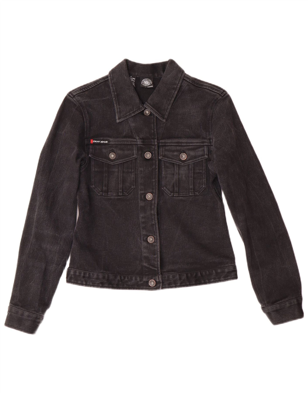 Dkny Womens Petite Denim Jeansjacke UK 6 XS Black Cotton Classic