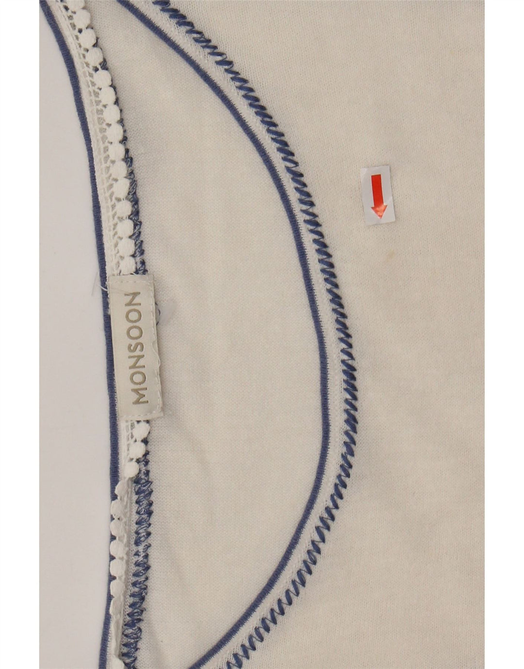 MONSOON Damen-Blusenoberteil, UK-Größe 46, Größe L, gebrochenes Weiß, geblümtes Leinen